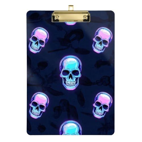 Klemmbrett mit neonfarbenem fluoreszierendem Totenkopf, A4, 1 Klemmbrett, Acryl, niedlich für 5. Klasse, Essentials für Lehrer, Tabla para escribir con Clip, Größe 22,9 x 30,5 cm Klemmbrett mit neonfarbenem fluoreszierendem Totenkopf, A4, 1 Klemmbrett, Acryl, niedlich für 5. Klasse, Essentials für Lehrer, Tabla para escribir con Clip, Größe 22,9 x 30,5 cm von Amooorous