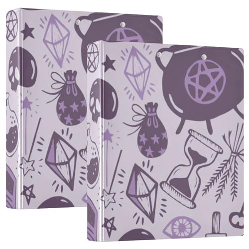 Lila Halloween Party 3 Ringel Notizbuch Ordner 3,8 cm mit Klemmbrett 1/2 Packung Ordner Schulhefter Hardcover 2 Stück von Amooorous