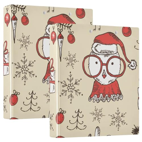 Merry Christmas Elch Cute Animal 3 Ringbuch 1-1/2 Zoll mit Tascheneinband 1/2 Pack Schulbedarf Hardcover 2 Stück von Amooorous