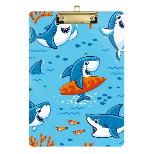 Notizblock, Motiv: blauer Fisch und Meer, niedliches Klemmbrett, transparent, für Trainer, medizinisches Klassenzimmer, Größe 22,9 x 30,5 cm von Amooorous