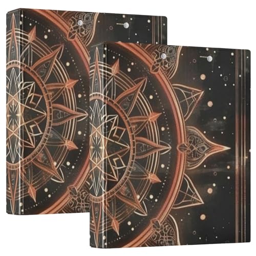 Notizbuch mit drei Ringen, 3,8 cm, Schwarz und Rosa, Tarot-Astrologie mit Klemmbrett, 1/2er-Pack, Collegebänder für Studenten, Hardcover, 2 Stück von Amooorous