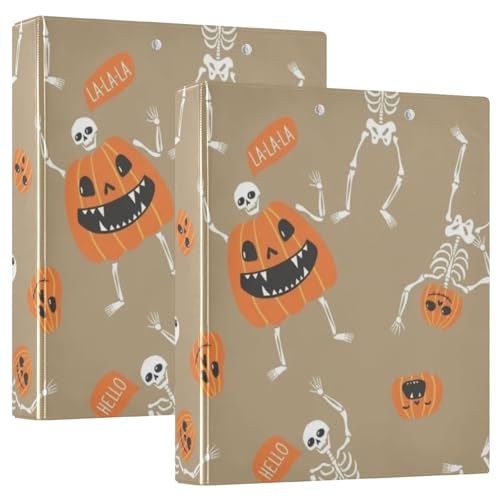 Orange Evil Halloween Kürbis 3 Ringelnotizbücher 3,5 cm mit Klemmbrett, 1/2 Pack Ordner für die Schule, Hardcover, 2 Stück von Amooorous