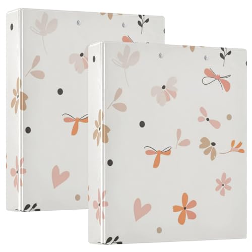 Ringbuch mit drei Ringen, 3,8 cm, kleine Blumen und Schleifen mit Innentaschen, 1/2er-Pack, für Briefgröße (27,9 x 21,6 cm), Hardcover, 2 Stück von Amooorous