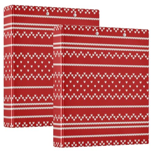 Rot und Weiß Weihnachten Streifen 3-Ringe Notizbuch Ordner 1,5 Zoll mit Klemmbrett 1/2 Pack Binder für Studenten 200 Blatt 2 Stück von Amooorous