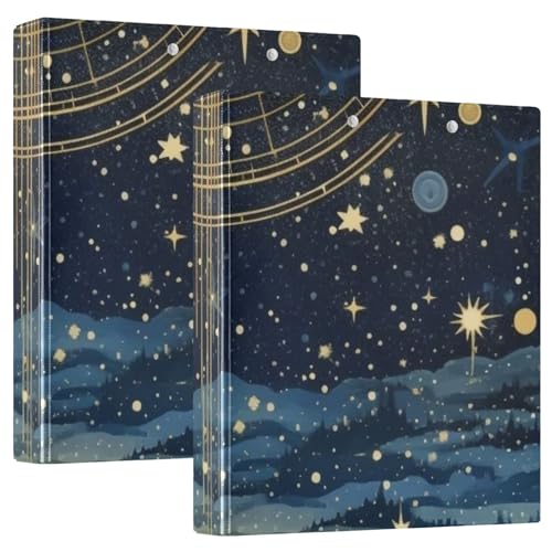 Runde Ringbinder, 3,5 cm, Blau und Gold, Tarot-Astrologie mit Klemmbrett, 1/2er-Pack, Schulbedarf, Binder, Hardcover, 2 Stück von Amooorous