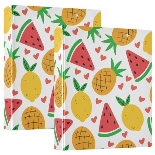 Weiße Obst-Party-Ringbücher 3,8 cm mit Taschen, 1/2er-Pack, Schulbedarf, 200 Blatt, 2 Stück von Amooorous