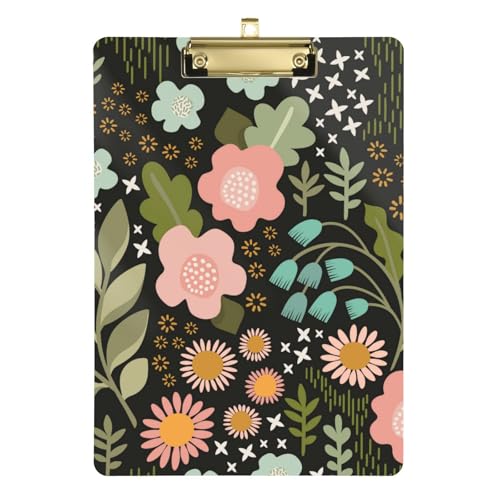 Wild Floral Schönes Kunststoff-Klemmbrett mit Design, transparent, für Softball-Trainer, Klemmbrett, Lehrer, Größe 22,9 x 30,5 cm von Amooorous