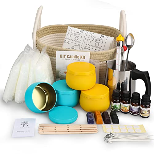 Amorxiao Duftkerzen Making Kit, Komplettes Kerzen Diy Set, mit Geflochtenem Korb, Großen Duftkerze, Natürlichem Bienenwachs, Langlebigen Tragbaren Kerzen Selber Machen Set für Frauengeschenke von Amorxiao