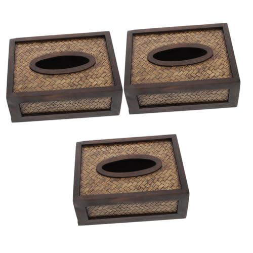 3 STK Pappschachtel aufbewahrungsdose Storage Boxes House Decoration Bad utensilien brün Vintage Wohnkultur Spender für Toilettenpapier Heimdekoration Tissue-Boxen Rattan Coffee Amosfun von Amosfun