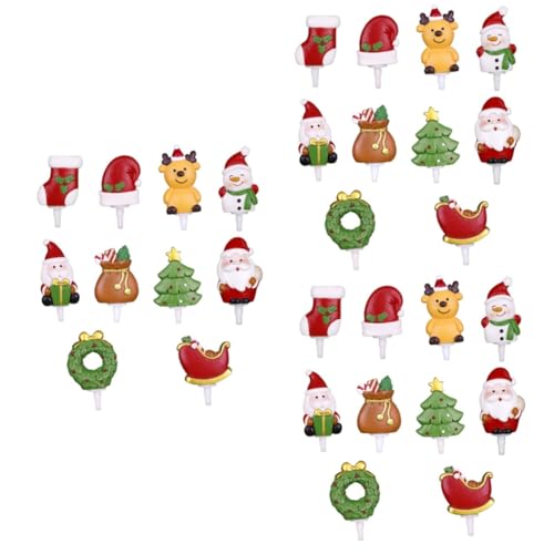 30 Stk Dessert Topper Für Weihnachten Weihnachtskuchenverzierungen Cupcake-topper-picks Für Weihnachten Weihnachtliche Obstpflücker Christbaumschmuck Weihnachtskuchendekoration Amosfun von Amosfun