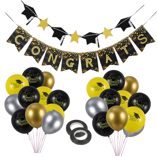 Amosfun 1 Satz 2021 Abschlussballons Bannerdekoration Abschlussdekor Abschlussfeier Liefert Abschlussfeierballons Latexballons Papier von Amosfun