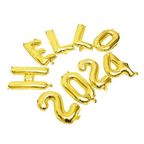 Amosfun 1 Satz 2024 Partyballons Neujahrsballon für 2024 Ballonbogen-Kit Dekorationen happy new year prosit neujahr Party-Layout-Requisiten Party-Dekorationsballons Aluminiumfolie Golden von Amosfun