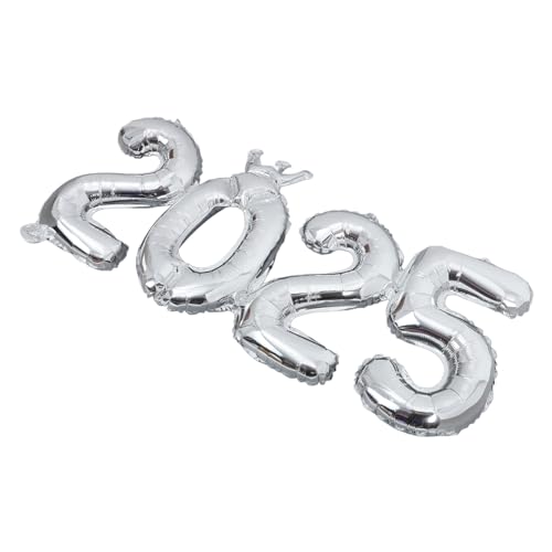 Amosfun 1 Satz 2025 Ballon 2025 klarer Ballon Ballongirlande Nummer 2025 Ballon Juli Schweben Neujahrsballons Aluminiumfolienballons Partydekoration 2025 Neujahrsparty-Luftballons Silver von Amosfun