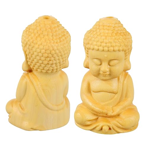 Amosfun 1 Satz 2St Buddha-Zubehör Anhänger Statuen Ornamente Buddhismus buddismus Geschenkeidee eincremehilfe spirity Schlüssel zum Aufhängen Autoschlüssel-Hängedekoration Buchsbaum Yellow von Amosfun