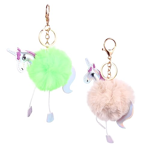 Amosfun 1 Satz 2St Einhorn Schlüsselanhänger auto schlüssel halter Plüsch Schlüsselanhänger süße schlüsselanhänger Unicorn keychain Taschenanhänger Schlüsselanhänger aus Legierung Green von Amosfun