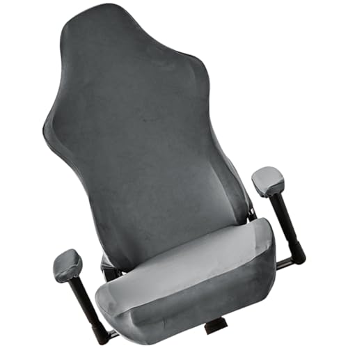 Amosfun 1 Satz Abdeckung Für Den Chefstuhl Gamer-stuhlabdeckung Salon Sitzbezüge Kissen Für Esszimmerstühle Ergonomischer Bürostuhl Aus Netzstoff Spielstuhl Silberfuchs-Fleece Dark Grey von Amosfun