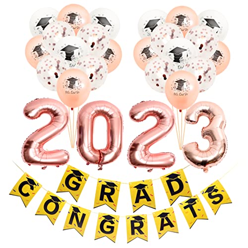 Amosfun 1 Satz Ballons Der Abschlusssaison Grad-banner Ballon-girlanden-bogen-kit Ballonbogen-kit 2023 Luftballons Abschlussfeier Ballon Abschluss Ballon Plattform Party Rose Gold Emulsion von Amosfun