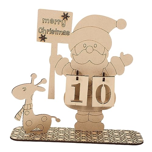 Amosfun 1 Satz Countdown-kalender Aus Holz Adventskalender Weihnachtsdekoration Kalender Dekor Desktop-ornament Weihnachtszubehör Tischkalender Aus Holz Weihnachtliche Tischdekoration von Amosfun