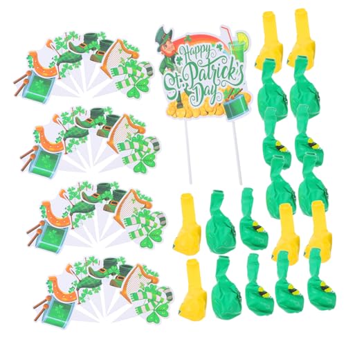 Amosfun 1 Satz Grüne Luftballons Zum St. Patrick's Day, Partygeschenke, Cupcake-picks, Dekoration, Irische Festival-party-layout-luftballons Und Kuchendekorationen von Amosfun