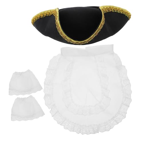 Amosfun 1 Satz Lätzchen-party-set Piratenhut Cosplay Piratenhut Für Erwachsene Karneval Hut Party-requisite Halloweenkostüm Hüte Für Die Party Dreispitz Karnevalshutverzierung Vlies von Amosfun