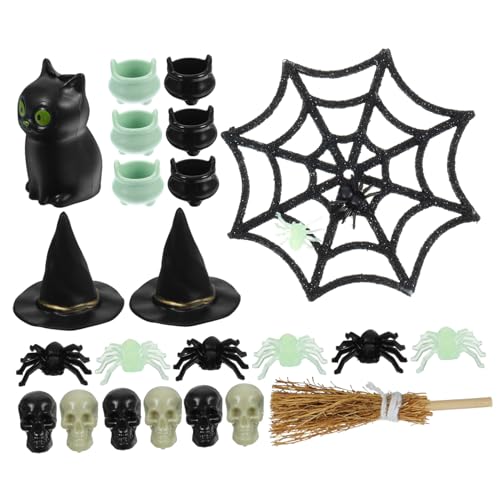 Amosfun 1 Satz Miniatur-hexenhüte Mini-hexenmütze- Miniatur-Halloween-Figuren Halloween-miniaturen Massenspielzeug Halloween-Dekorationen -Kopf-miniaturen Black Plastik von Amosfun