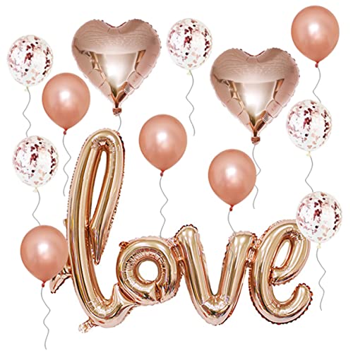 Amosfun 1 Satz Valentinstag Ballon Valentinstag-ballons Hochzeitsdekoration Hochzeitsballons Luftballons Hochzeit Krippe Liebesballons Riesenballon Golden Hochwertige Aluminiumfolie von Amosfun