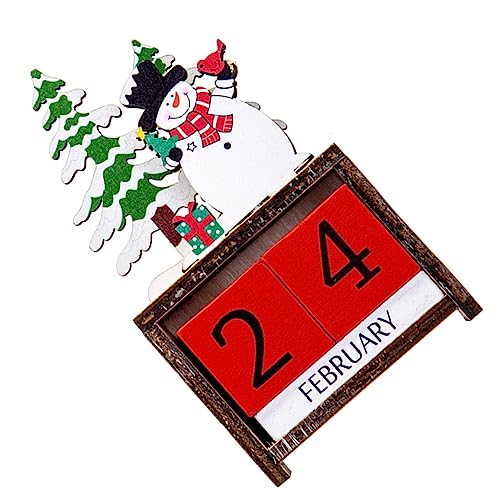 Amosfun 1 Satz Weihnachtskalender Schnee Saisonal Weihnachten Adventskalender Weihnachtszubehör Home-desktop-kalender Countdown-kalender- Kalender Desktop-ornament Holz von Amosfun