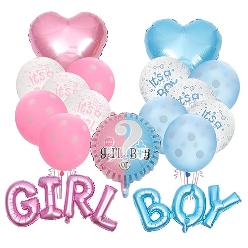 Amosfun 1 Set Gender Reveal Ballon Blaue Herzballons Reveal Party Ballons Zahlenballons Dekorationen Blaues Rosa Konfetti Roségold Ballonbogen Set Gender Reveal Emulsion von Amosfun