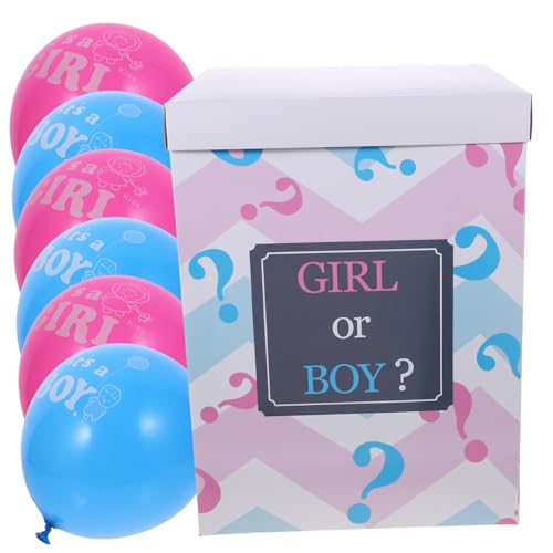 Amosfun Gender Reveal Party Deko Luftballon 1 Set Geschlecht Offenbaren Box Für Babyparty Dekoration Mit 3 Und 3 Blauen Ballons Ideal Für Gender Reveal Party Und Shower Feierlichkeiten von Amosfun