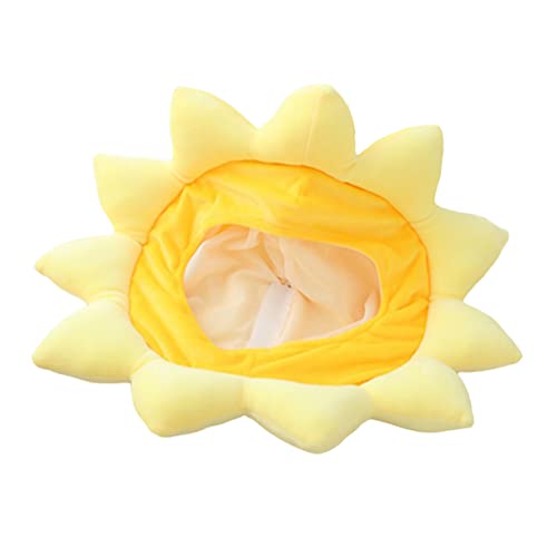 Amosfun 1 Stk Sonnenblumenkopfbedeckung Neuheit lustiges Partyzubehör Kappe sonnenblumen kopfschmuck fasching kopfbedeckung Plüsch-Partyhut Plüschmütze Plüsch und pp Baumwolle Yellow von Amosfun