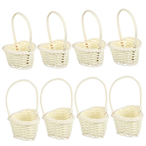 Amosfun 10St Geflochtener Blumenkorb Kiste Aufbewahrungskörbe aus Draht kleiner Weidenkorb kleiner Hängekorb Brotkorb kühlkorb einkaufskorb storage baskets Handkorb gewobener Korb Plastik von Amosfun