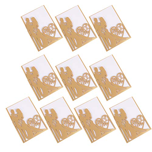 Amosfun 10St Grußkarte Hochzeitseinladungskarten aus Papier Muttertagskarte Brautparty einladen jubiläumskarte anniversary card Einladungskarten für Aktivitäten Hochzeitsdekoration Golden von Amosfun