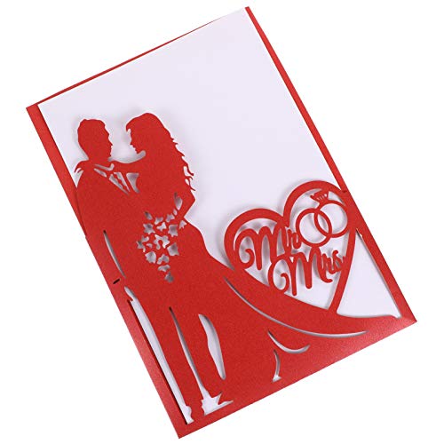 Amosfun 10St Grußkarte Partyzubehör Braut Schärpe Hochzeitskleid Zeremonie Kreativ jubiläumskarte anniversary card romantische Einladungskarten romantische hochzeitseinladungen Papier rot von Amosfun