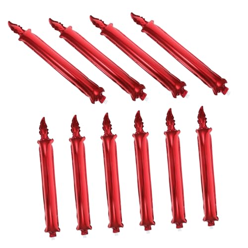 Amosfun 10st Kerzen-cheerstick Jubelstöcke Jubelstock Aufblasbarer Stock Aufblasbare Cheerleader-stöcke Cheerleading Krachmacher Rot Pvc von Amosfun