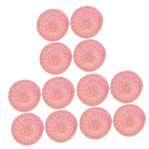 Amosfun 12 STK Untersetzer wärmedämmendes Pad Tischsets Tassenuntersetzer Place mats rutschfeste Untersetzer gewebte Schalenmatte Hitzebeständiges Tischset Cup-Pad Baumwollgarn Rosa von Amosfun