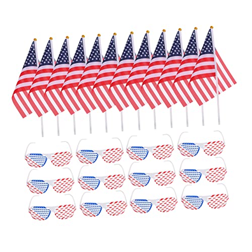 Amosfun 12 Sätze Brille der amerikanischen Flagge US-Flaggen-Sonnenbrille patriotische Parteibevorzugung Amerikanische Flagge Augenklappe Amerikanische Flagge Sonnenbrille Polyester von Amosfun