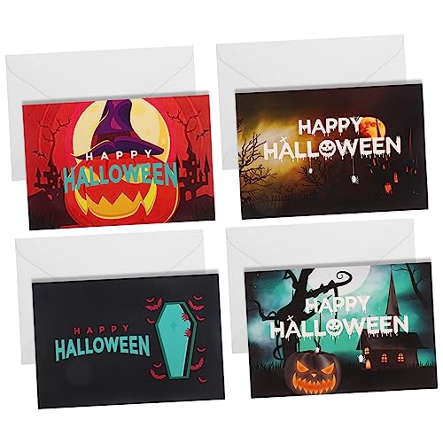 Amosfun 12 Sätze Halloween-karte Halloween-anmerkungskarten Halloween-partygeschenke Leere Einladungskarte Gespenstisch Dekorationen Fröhliche Halloween-grußkarten Halloween- Papier von Amosfun