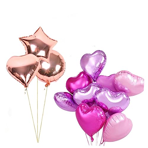 Amosfun Herz Folienballons Set Für Valentinstag Hochzeit Jubiläum Und Verlobungspartys Pink Helllila Romantische Dekoration Für Besondere Anlässe von Amosfun