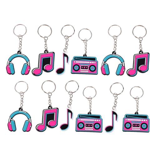 Amosfun 12-teiliges Set Musik-party-schlüsselanhänger Dekorationen Für Musikpartys Retro-partygeschenke Musik-schlüsselanhänger Musik-mottoparty Partygeschenke Für Sänger Musikpreise Pvc von Amosfun