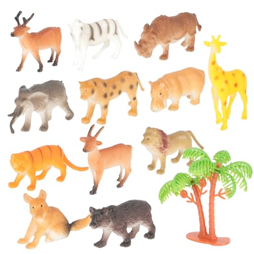 Amosfun 12St Tiermodell Dschungeltierfiguren Waldtiere Waldtierfiguren Miniaturtiere Meerestiere Tigerfiguren Wüstentierfiguren Wald-Babyparty-Dekorationen tierisches Spielzeug Plastik von Amosfun