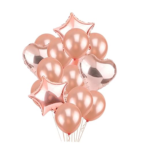 Amosfun 14 Teiliges Ballonset Rosé Kreative Dekoration Für Hochzeiten Geburtstagsfeiern Und Feste Stern Alufolienballon Herz Alufolienballon Runde Latexballons von Amosfun