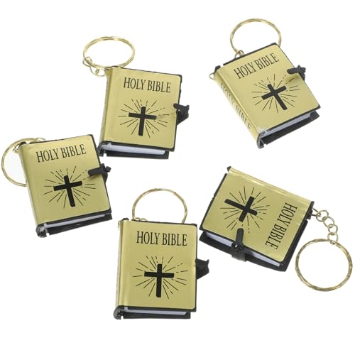 Amosfun 18 Stk Bibel Schlüsselanhänger Mini-Vers Miniatur-Buch Schlüsselanhänger Mini-Bibel christliche religiöse Bibelgeschenk Rucksack-Hängedekoration Papier Golden von Amosfun