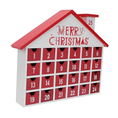 Amosfun 1Stk Countdown-Kalenderschublade Geburt Dekorationen Nummer Kinderkalender countdown kalender countdown calender Weihnachts-Countdown-Kalender Kalenderschublade schmücken Holz rot von Amosfun