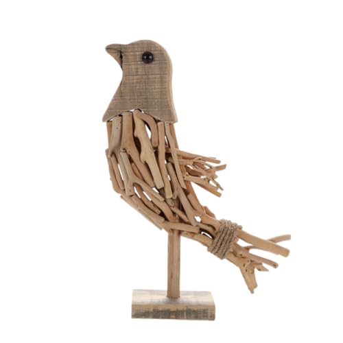 Amosfun 1Stk zum Basteln aus Holz Handgefertigte Holzdeko Dekorative Holztiere Dekorative Holzvögel Vogel-Statue gefälschte Vogelstatue Vogel-Dekor Tierschmuck Holzhandwerk Bambus von Amosfun