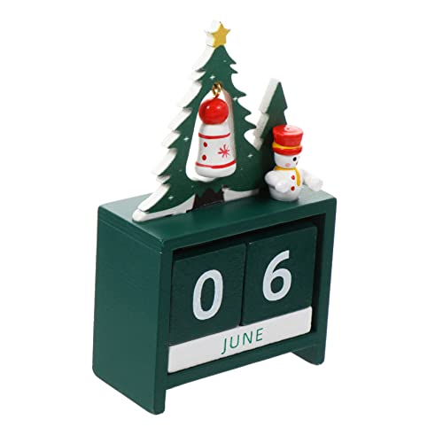 Amosfun 1stk Christbaumkalender Desktop-weihnachtskalender Bling Dekor Weihnachts-diy-zahlen-datumsblöcke Weihnachtstischkalender Weihnachtskalender Aus Holz Green Hölzern von Amosfun