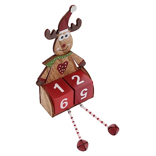 Amosfun 1stk Weihnachtskalender Weihnachtsschmuck Adventskalenderblöcke Weihnachten Büro-schreibtischdekorationen Kalender Mit Datumsanzeige Weihnachts-cutdown-kalender Hölzern Rot von Amosfun