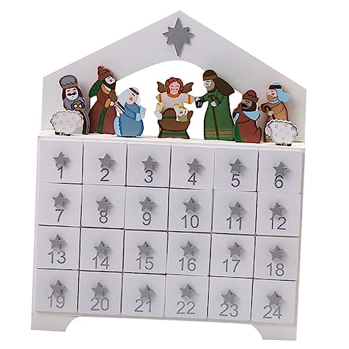 Amosfun 1stk Weihnachtsschmuck Tage Bis Weihnachtscountdown Weihnachtskalender Weihnachtsdekoration Kalender Mit 24 Schubladen Desktop-dekor 24 Tage Advent Mini- Holz Weiß von Amosfun