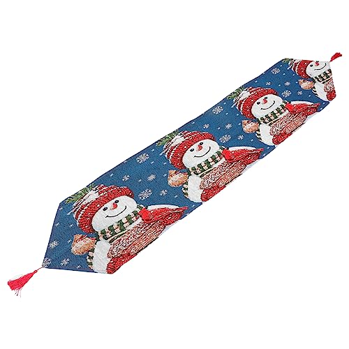 Amosfun 1stk Weihnachtstischläufer Dekorationen Schneemann Tischläufer Vintage Tischläufer Weihnachtstischdecke Gefrostet Winter Weihnachten Dekorative Tischdecke Blue Polyester Baumwolle von Amosfun