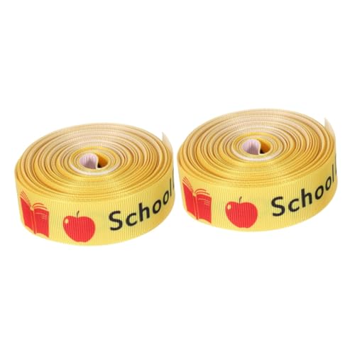 Amosfun 2 Rollen Zurück zum Schulband Abschlussband Schule Blumenverpackungsband Sackleinen Schleifenband Schmuckband Band für die Dekoration Geschenkband mit Karomuster Polyester Yellow von Amosfun