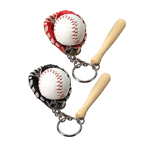 Amosfun 2 Satz Baseball-Anzug portable tragbare hausdeko Baseball key chains key holder ortgang anhänger charms Schlüsselanhänger zum Aufhängen Anhänger aus Holz für Baseballanzüge hölzern von Amosfun